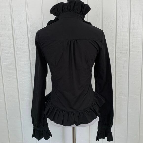 Killstar Womens Delia Ruffle Goth Long Sleeve Black Blouse Top Shirt Size Small - Picture 4 of 7